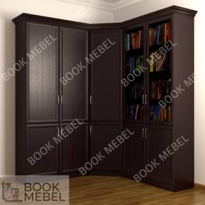 Угловой набор шкафов для книг и одежды