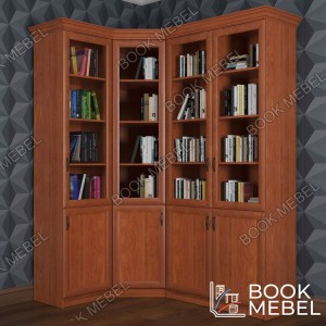 Книжный шкаф в угол со стеклом №28