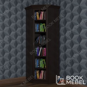 Шкаф угловой книжный со стеклом №2