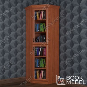 Книжный угловой шкаф со стеклом №3