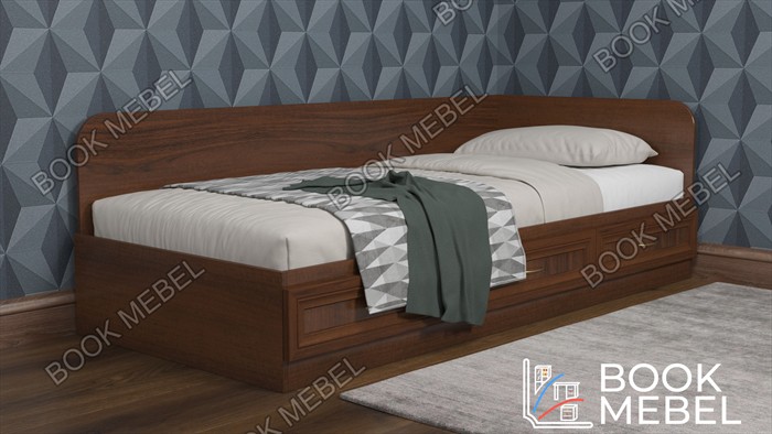 Кровать с бортом сзади и ящиками для белья №4