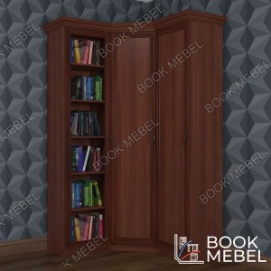 Угловой шкаф для одежды с книжными полками №15 