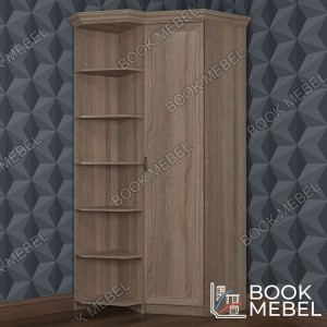 Угловой шкаф для одежды с открытыми полками сбоку №6